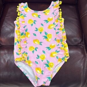 Nicole Miller Pink and Yellow Kids Swim One Piece